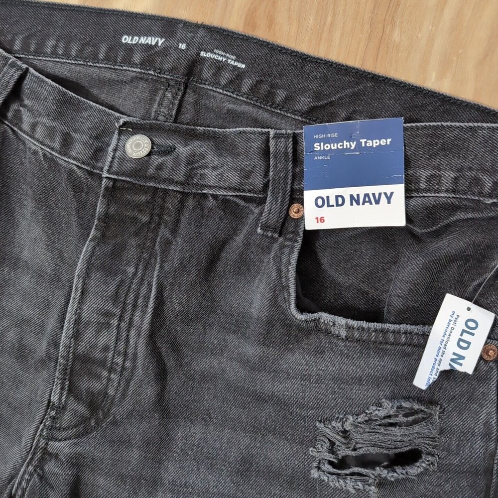 NEW Old Navy Women's sz 16 38x27" Black Slouchy Tapered High Rise Pants NWT